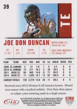 2014 SAGE HIT #39 Joe Don Duncan Back