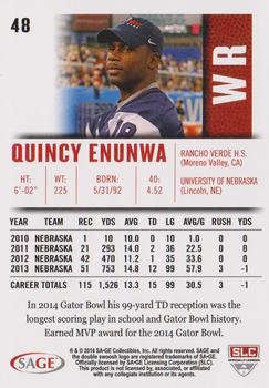 2014 SAGE HIT #48 Quincy Enunwa Back