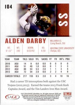 2014 SAGE HIT #104 Alden Darby Back