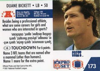 1991 Pro Set FACT Mobil #173 Duane Bickett Back