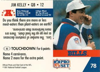 1991 Pro Set FACT Mobil #78 Jim Kelly Back