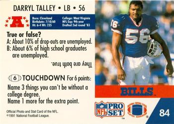 1991 Pro Set FACT Mobil #84 Darryl Talley Back