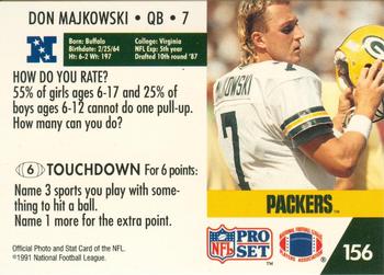 1991 Pro Set FACT Mobil #156 Don Majkowski Back