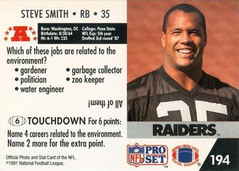 1991 Pro Set FACT Mobil #194 Steve Smith Back