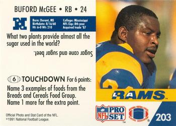 1991 Pro Set FACT Mobil #203 Buford McGee Back