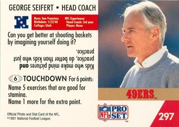 1991 Pro Set FACT Mobil #297 George Seifert Back