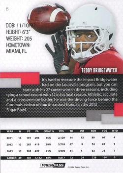 2014 Press Pass #8 Teddy Bridgewater Back