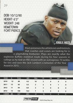 2014 Press Pass #29 Khalil Mack Back