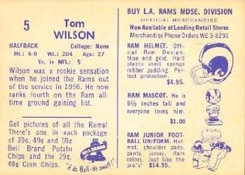 1960 Bell Brand Los Angeles Rams #5 Tom Wilson Back