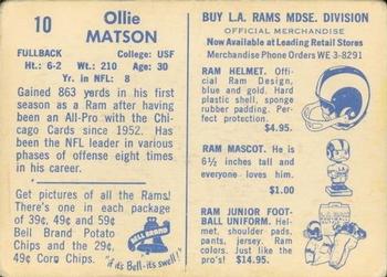 1960 Bell Brand Los Angeles Rams #10 Ollie Matson Back