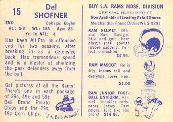1960 Bell Brand Los Angeles Rams #15 Del Shofner Back