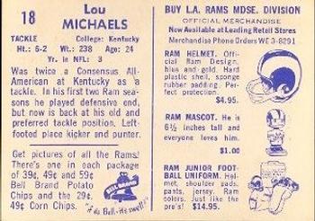 1960 Bell Brand Los Angeles Rams #18 Lou Michaels Back