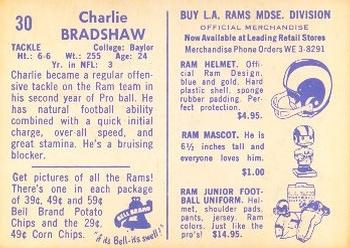 1960 Bell Brand Los Angeles Rams #30 Charley Bradshaw Back