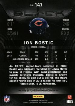 2013 Panini Black - Rookies Signatures #147 Jon Bostic Back