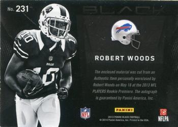 2013 Panini Black - Rookie Signature Materials Prime #231 Robert Woods Back