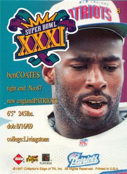 1997 Collector's Edge Masters - Patriots Super Bowl XXXI #8 Ben Coates Back