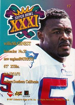 1997 Collector's Edge Masters - Patriots Super Bowl XXXI #17 Willie McGinest Back
