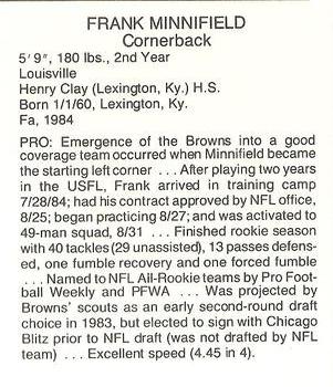 1985 Coke/Mr. Hero Cleveland Browns #NNO Frank Minnifield Back