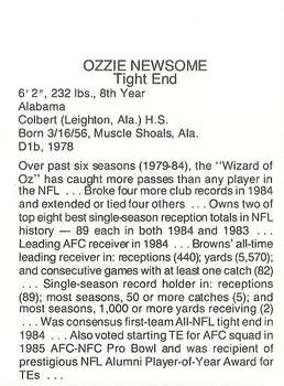 1985 Coke/Mr. Hero Cleveland Browns #NNO Ozzie Newsome Back
