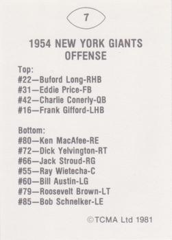1981 TCMA Greats #7 1954 New York Giants Back