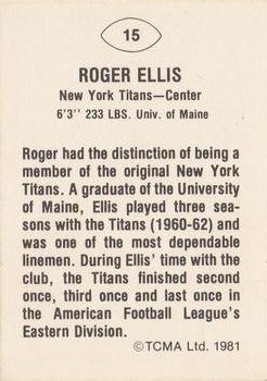 1981 TCMA Greats #15 Roger Ellis Back