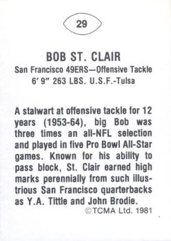 1981 TCMA Greats #29 Bob St. Clair Back