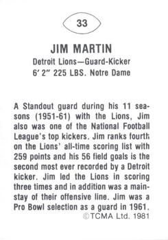 1981 TCMA Greats #33 Jim Martin Back