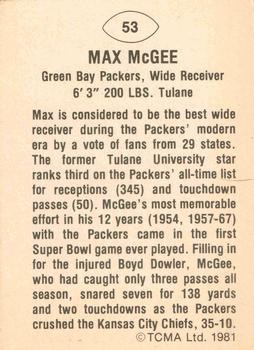 1981 TCMA Greats #53 Max McGee Back
