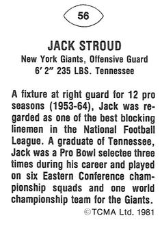 1981 TCMA Greats #56 Jack Stroud Back