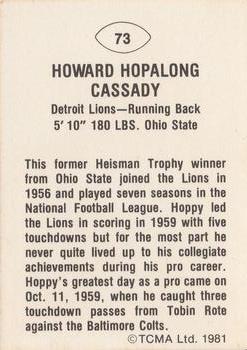1981 TCMA Greats #73 Howard Hopalong Cassady Back