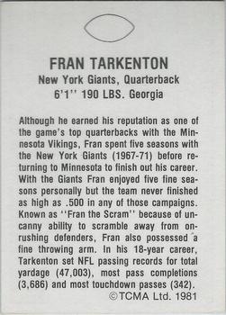 1981 TCMA Greats #NNO Fran Tarkenton Back