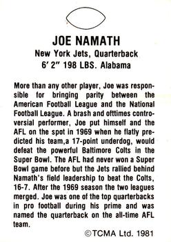 1981 TCMA Greats #NNO Joe Namath Back