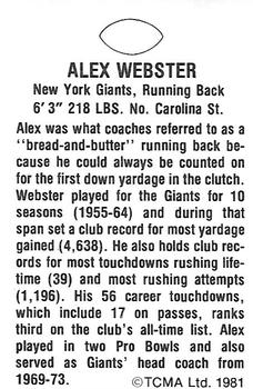 1981 TCMA Greats #NNO Alex Webster Back