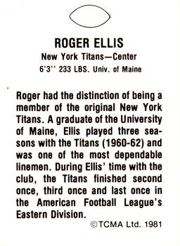 1981 TCMA Greats #NNO Roger Ellis Back