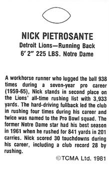 1981 TCMA Greats #NNO Nick Pietrosante Back