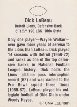 1981 TCMA Greats #NNO Dick LeBeau Back
