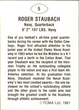 1981 TCMA Greats #5 Roger Staubach Back