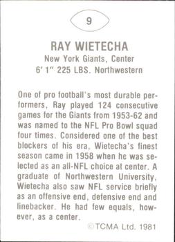 1981 TCMA Greats #9 Ray Wietecha Back