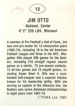 1981 TCMA Greats #12 Jim Otto Back