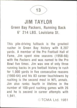 1981 TCMA Greats #13 Jim Taylor Back