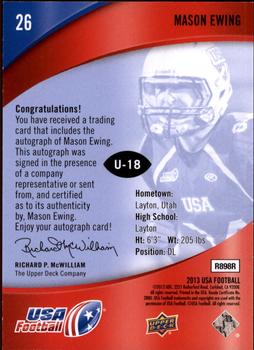 2013 Upper Deck USA Football - Autographs #26 Mason Ewing Back