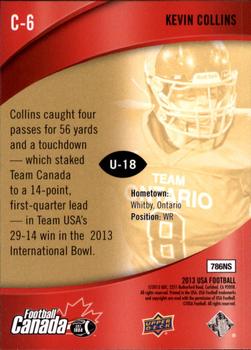 2013 Upper Deck USA Football - Team Canada #C-6 Kevin Collins Back