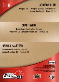 2013 Upper Deck USA Football - Team Canada #C-19 Chad Taylor / Damian Halstead / Addison Olah Back