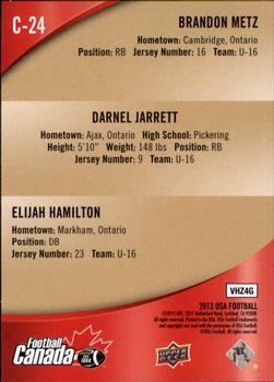 2013 Upper Deck USA Football - Team Canada #C-24 Elijah Hamilton / Darnel Jarrett / Brandon Metz Back