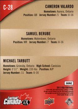 2013 Upper Deck USA Football - Team Canada #C-28 Michael Tarbutt / Samuel Berube / Cameron Valardo Back