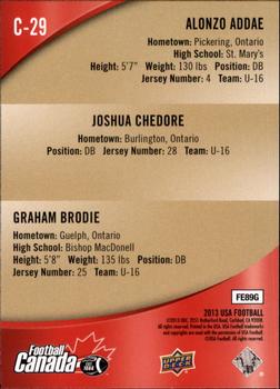 2013 Upper Deck USA Football - Team Canada #C-29 Alonzo Addae / Joshua Chedore / Graham Brodie Back