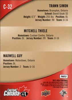 2013 Upper Deck USA Football - Team Canada #C-32 Trawn Simon / Mitchell Thiele / Maxwell Guy Back