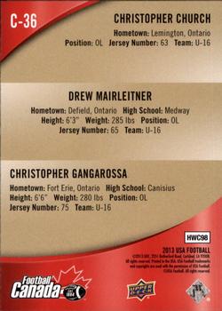 2013 Upper Deck USA Football - Team Canada #C-36 Drew Mairleitner / Christopher Church / Christopher Gangarossa Back