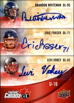 2013 Upper Deck USA Football - Team Canada Autographs #C-31 Levi Vokey / Eric Fraser / Brandon Whiteman Front