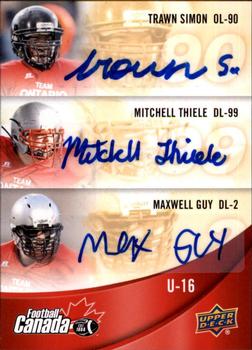 2013 Upper Deck USA Football - Team Canada Autographs #C-32 Trawn Simon / Mitchell Thiele / Maxwell Guy Front